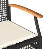 vidaXL Garden Bench with Cushion Black Poly Rattan Acacia Wood