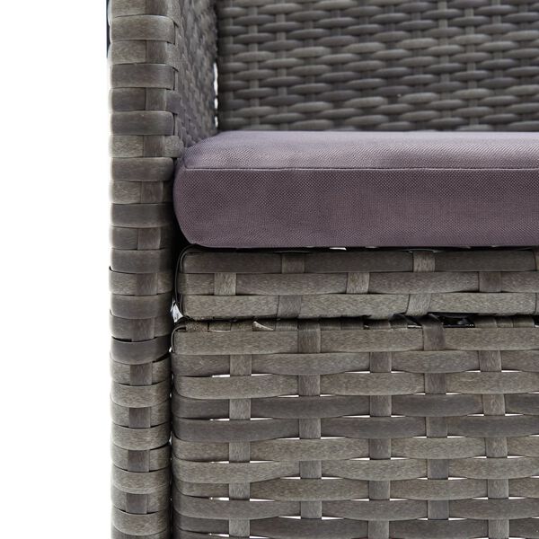 vidaXL 3 Piece Bistro Set Poly Rattan and Tempered Glass Grey