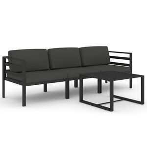 vidaXL 4 Piece Garden Lounge Set with Cushions Aluminium Anthracite