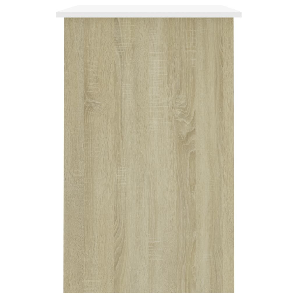 vidaXL Desk White and Sonoma Oak 100x50x76 cm Engineered Wood