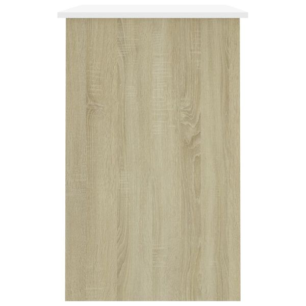 vidaXL Desk White and Sonoma Oak 100x50x76 cm Engineered Wood