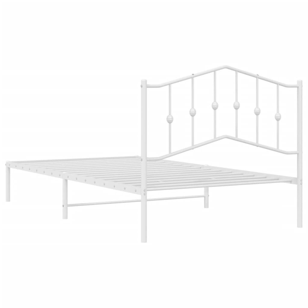 vidaXL Metal Bed Frame without Mattress with Headboard White 100x200cm