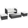 vidaXL 4 Piece Garden Lounge Set with Cushions Poly Rattan Black