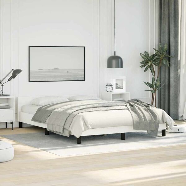 vidaXL Bed Frame without Mattress White Full Faux Leather