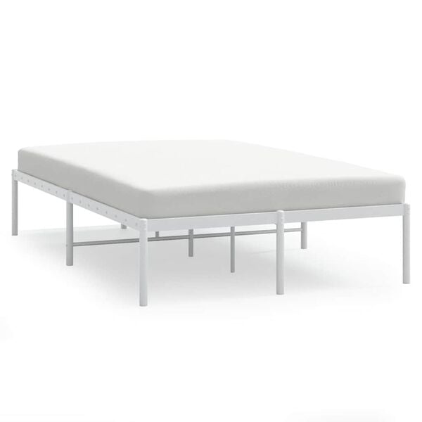 vidaXL Metal Bed Frame without Mattress White 135x190cm
