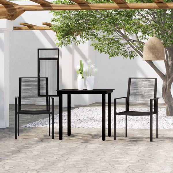 vidaXL 3 Piece Garden Dining Set Black