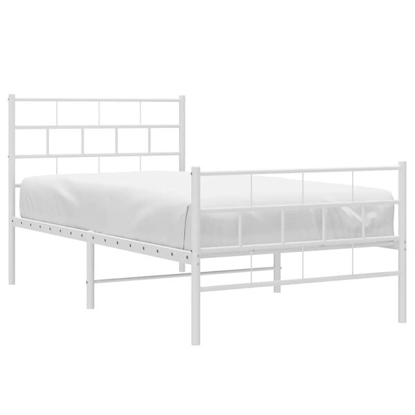 vidaXL Metal Bed Frame without Mattress with Footboard White 100x200cm