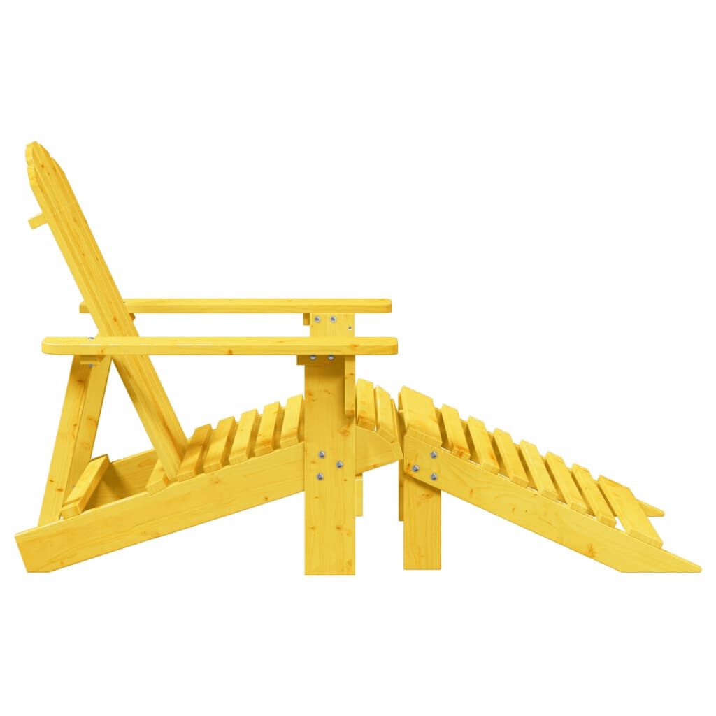 vidaXL Adirondack Chair with Ottoman Yellow Solid Wood Fir