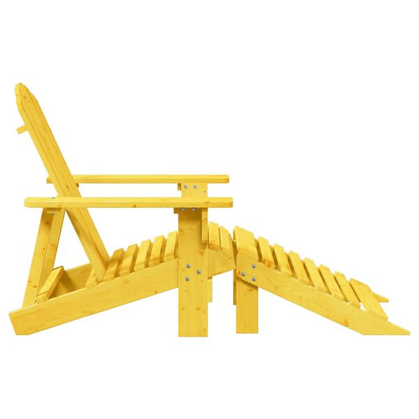 vidaXL Adirondack Chair with Ottoman Yellow Solid Wood Fir