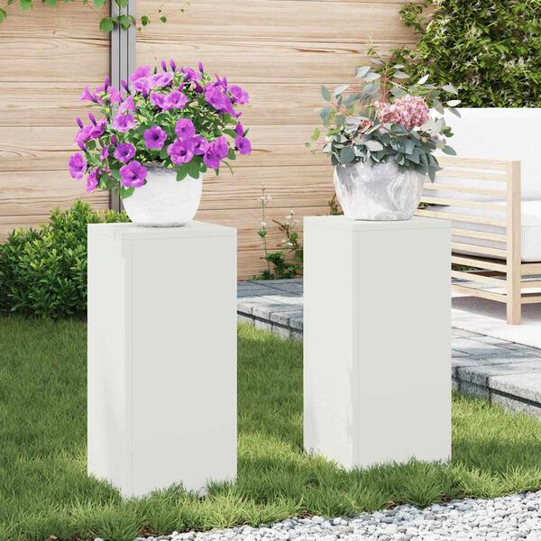 vidaXL Plant Stands 2 pcs White 24 x 24 x 55 cm Steel