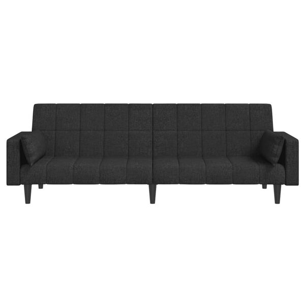 vidaXL 2-Seater Sofa Bed with Two Pillows Black Fabric