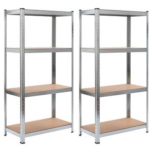 vidaXL Storage Shelves 2 pcs Silver 80x40x160 cm Steel and MDF
