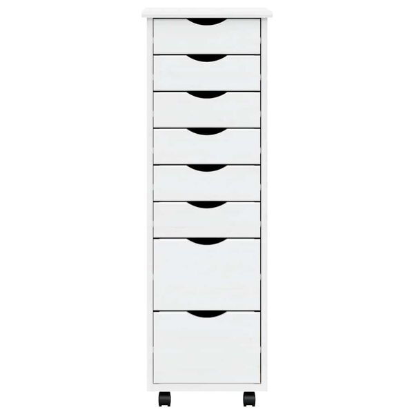vidaXL Rolling Cabinet with Drawers MOSS White Solid Wood Pine