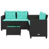 vidaXL Garden Sofa with Table and Cushions L-Shaped Black Poly Rattan