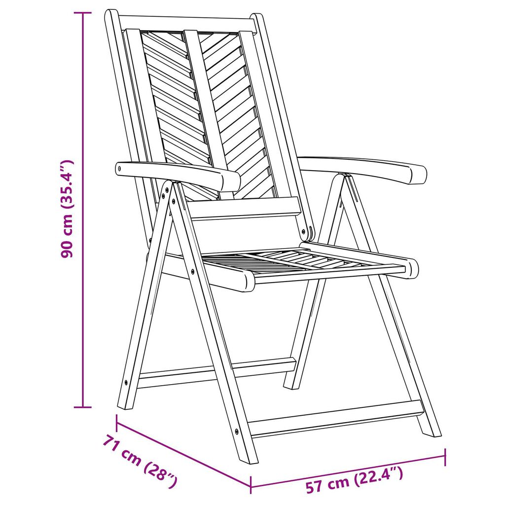 vidaXL Reclining Garden Chairs 8 pcs Solid Wood Acacia