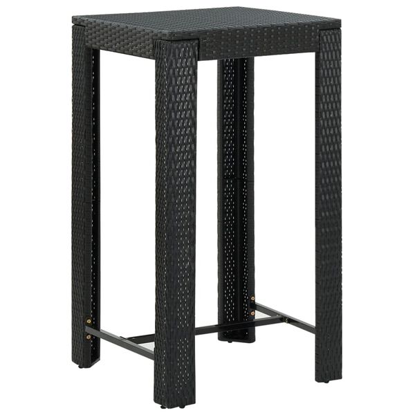 vidaXL 5 Piece Garden Bar Set with Cushions Poly Rattan Black