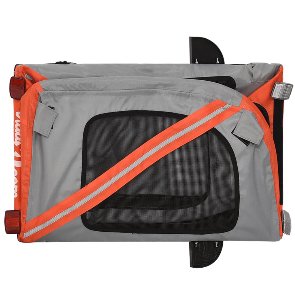 vidaXL Pet Bike Trailer Orange and Black Oxford Fabric and Iron