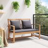 vidaXL Bench with Cushion 2 pcs Brown and Dark Grey Solid Teak Wood