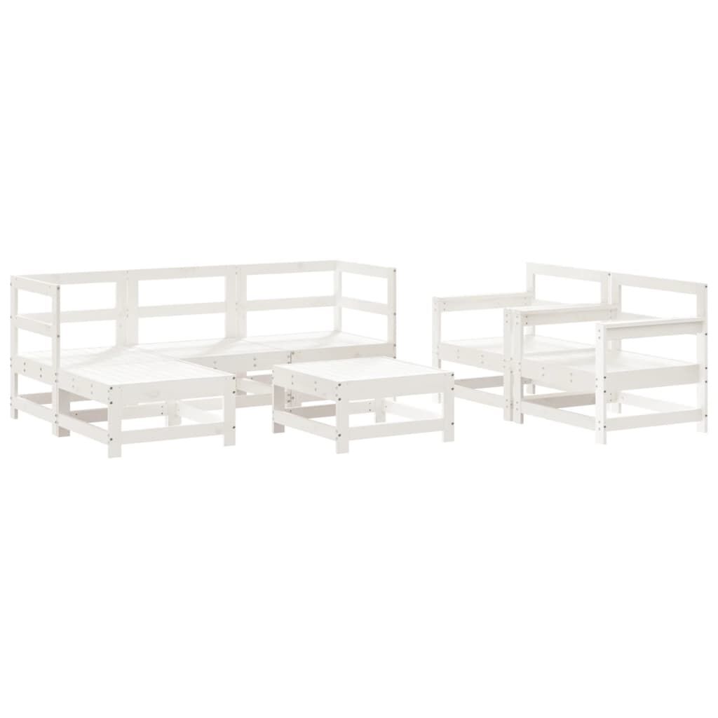 vidaXL 7 Piece Garden Lounge Set White Solid Wood Pine
