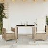 vidaXL 7 Piece Garden Bistro Set with Cushions Beige Poly Rattan