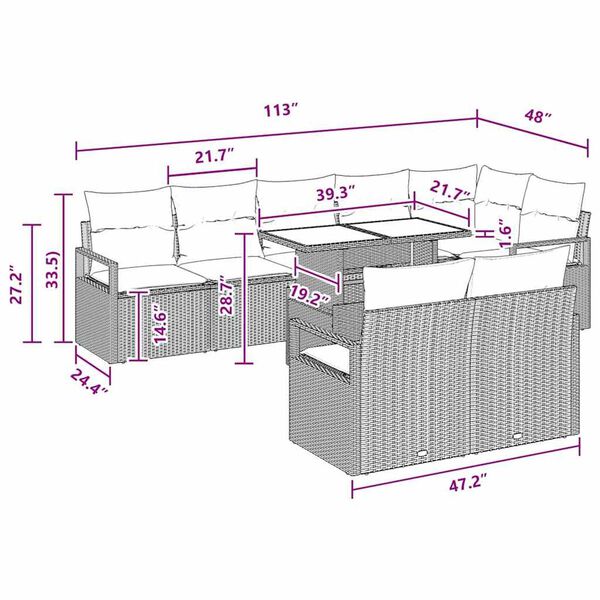 vidaXL Garden Sofa Set 9 pcs Brown and red 100 x 55 x 73 cm