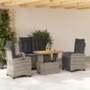 vidaXL 4 Piece Garden Dining Set with Cushions Grey Poly Rattan