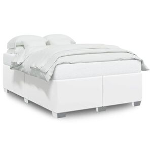 vidaXL Bed Frame without Mattress White Queen Faux Leather