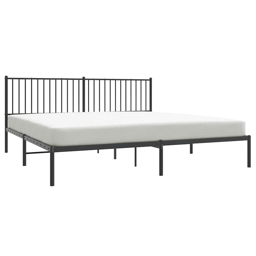 vidaXL Metal Bed Frame without Mattress with Headboard Black 193x203cm