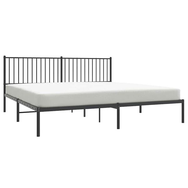 vidaXL Metal Bed Frame without Mattress with Headboard Black 193x203cm