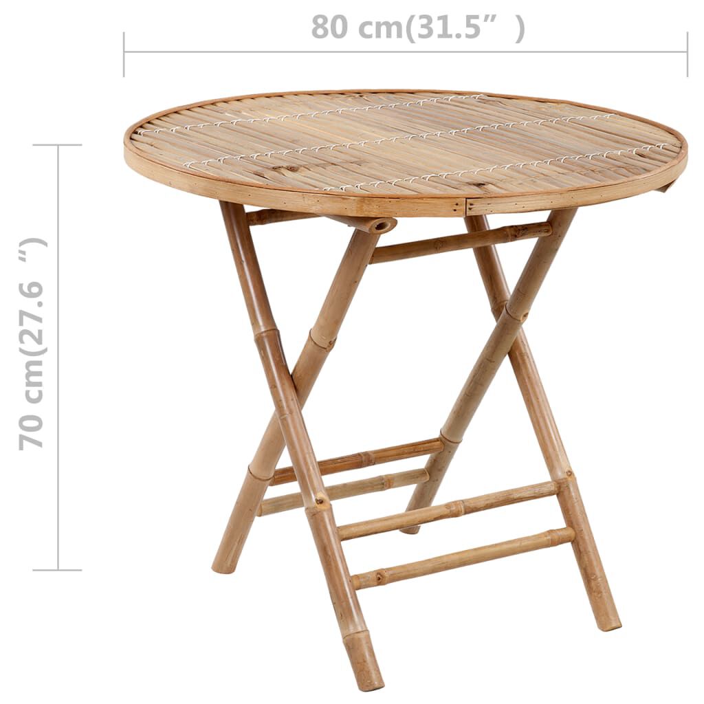 vidaXL 5 Piece Folding Outdoor Dining Set with Cushions Bamboo