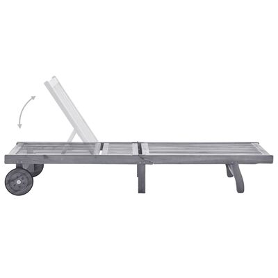 vidaXL Garden Sun Lounger with Cushion Grey Solid Acacia Wood