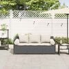 vidaXL Garden Sofa with Cushions 3-Seater Black Poly Rattan