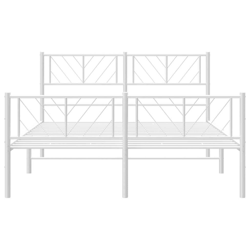 vidaXL Metal Bed Frame without Mattress with Footboard White 150x200cm