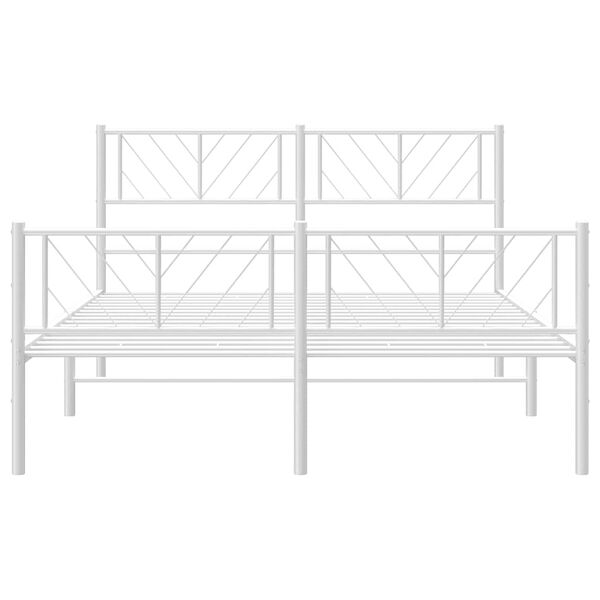 vidaXL Metal Bed Frame without Mattress with Footboard White 150x200cm