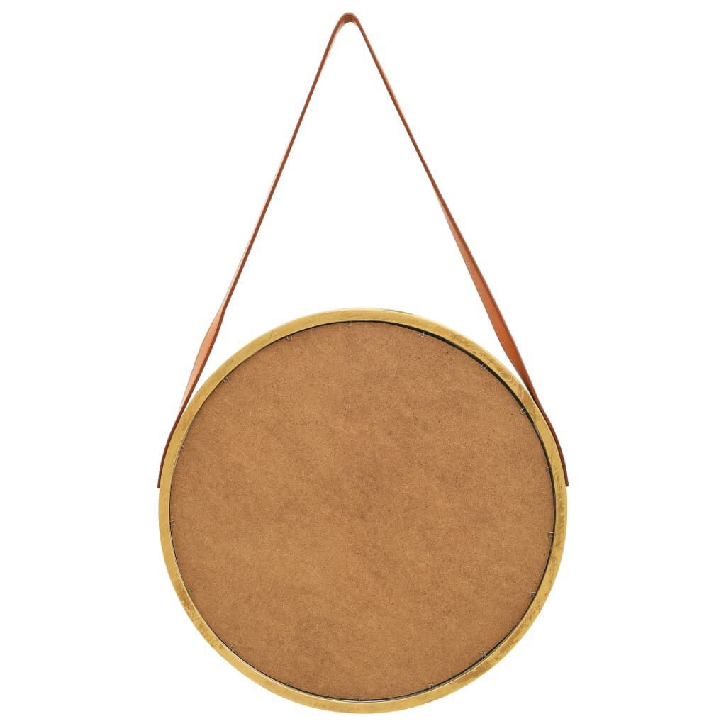 vidaXL Wall Mirror with Strap 50 cm Gold