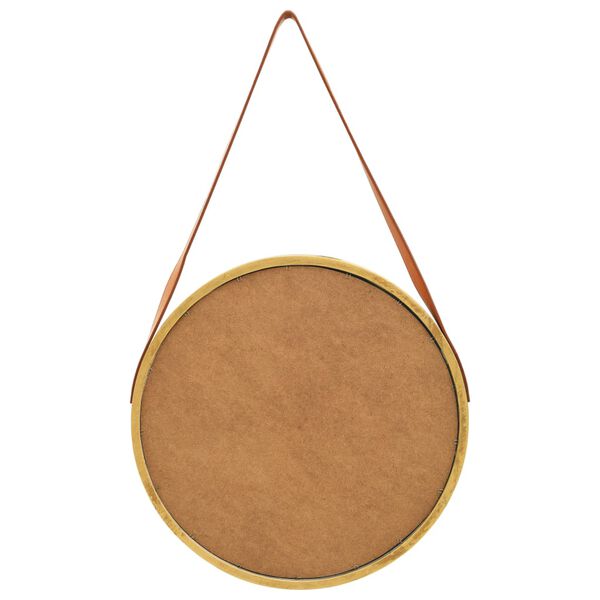 vidaXL Wall Mirror with Strap 50 cm Gold