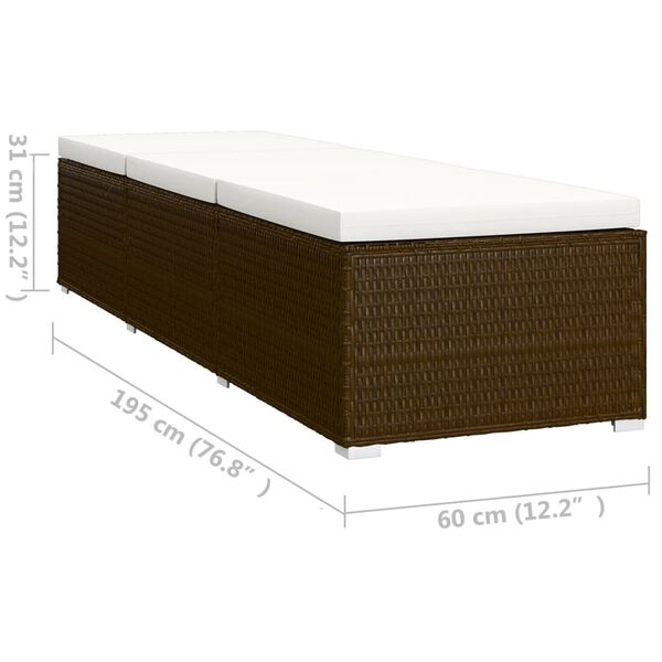 vidaXL 3 Piece Garden Sun Loungers with Tea Table Poly Rattan Brown