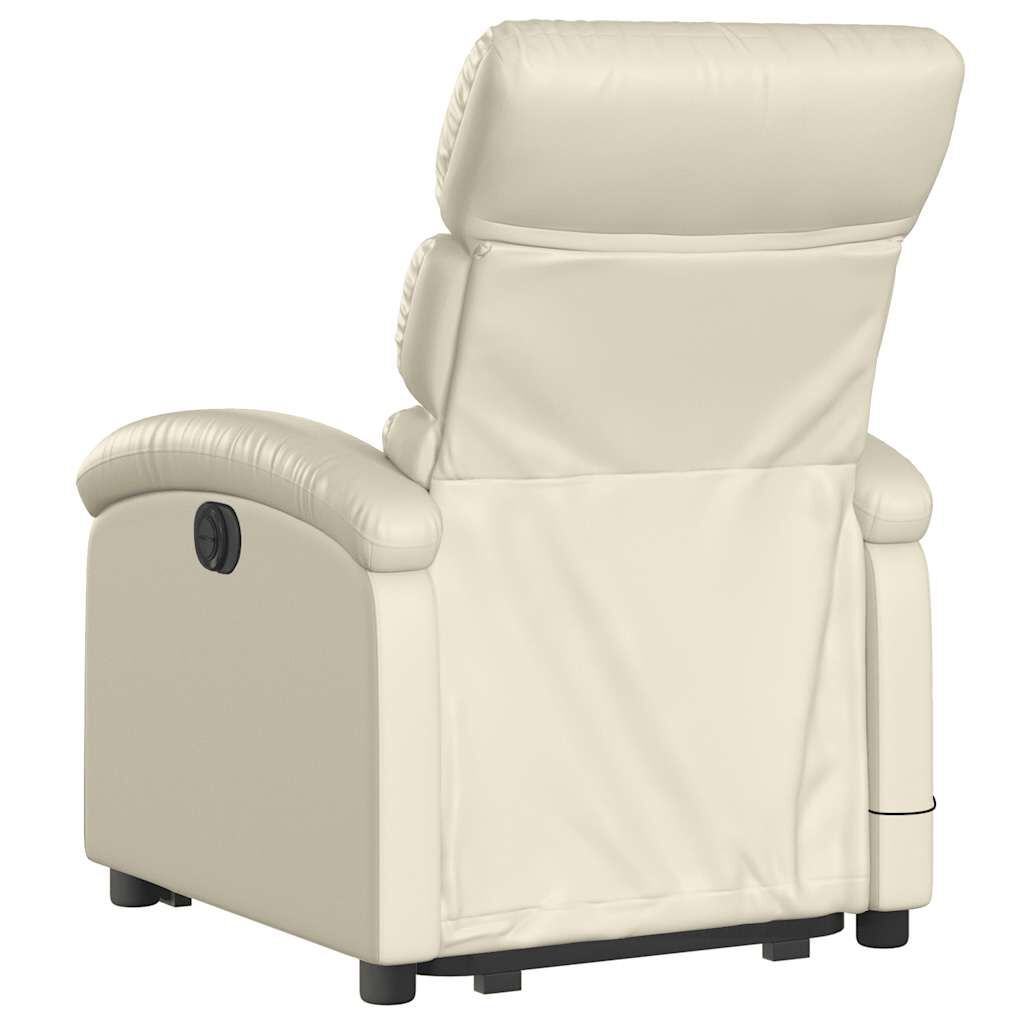 vidaXL Electric Stand up Massage Recliner Chair Cream Faux Leather