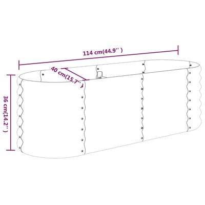 vidaXL Garden Raised Bed Powder-coated Steel 114x40x36 cm Silver