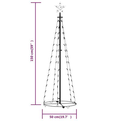 vidaXL Christmas Cone Tree Cold White 84 LEDs Decoration 50x150 cm