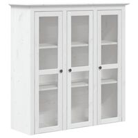 vidaXL Cabinet with Glass Doors BODO White Solid Wood Pine