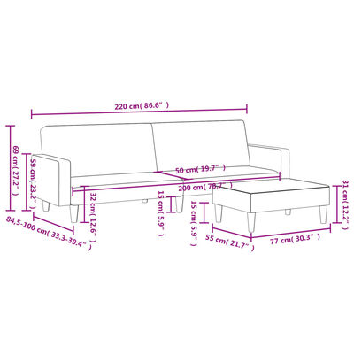 vidaXL 2-Seater Sofa Bed with Footstool Dark Green Velvet