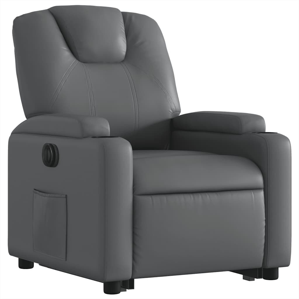 vidaXL Electric Stand up Recliner Chair Grey Faux Leather