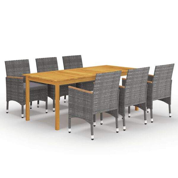 vidaXL 7 Piece Garden Dining Set Grey