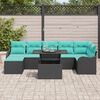 vidaXL Garden Sofa Set with Cushion 8 pcs Black Poly rattan