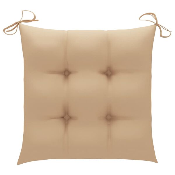 vidaXL Garden Chairs with Beige Cushions 3 pcs Solid Teak Wood