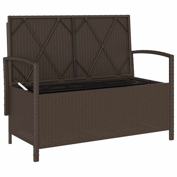 vidaXL Garden Storage Bench with Cushion Brown Poly Rattan