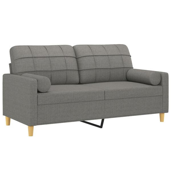 vidaXL 2-Seater Sofa with Pillows&Cushions Dark Grey 140 cm Fabric