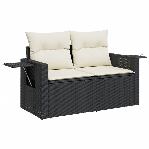 vidaXL 5 Piece Garden Sofa Set with Cushions Black Poly Rattan