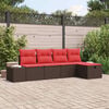 vidaXL Garden Sofa Set with Cushion 5 pcs Brown Poly Rattan